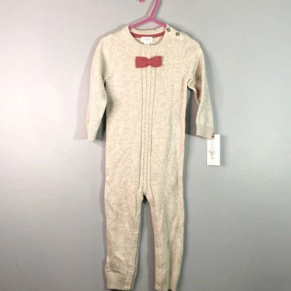 Cat & Jack Baby Oatmeal Cable Knit Bowtie Sweater One Piece